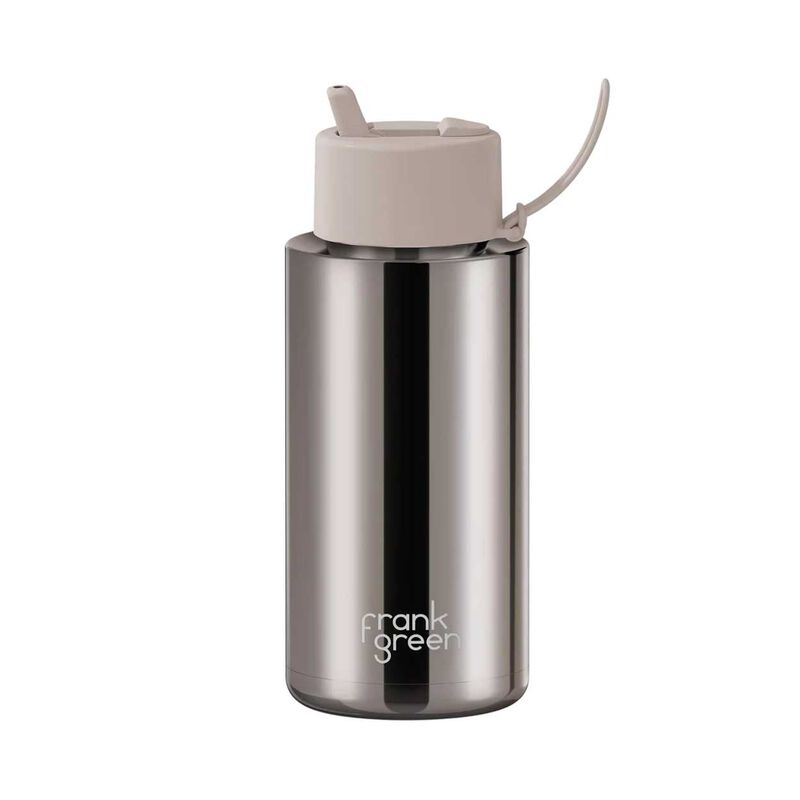 frank green 34oz Reusable Bottle Chrome w Flip Straw Moon Dust image number 0